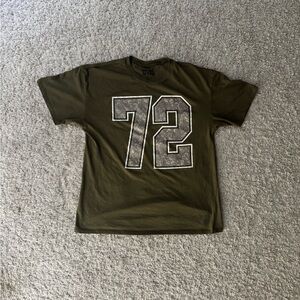 Preppy Streetwear Short-Sleeve Number T-Shirt - Green Size Large Men’s